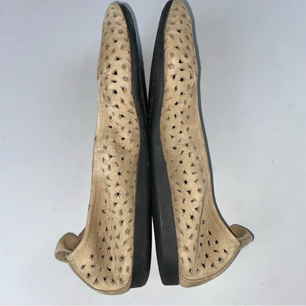 Arche Lilly Ballet Flat Beige Nubuck Size US 8 EU 39 Laser Cut Perforated Design